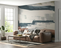 Hallway abstract gray-teal full wall mural