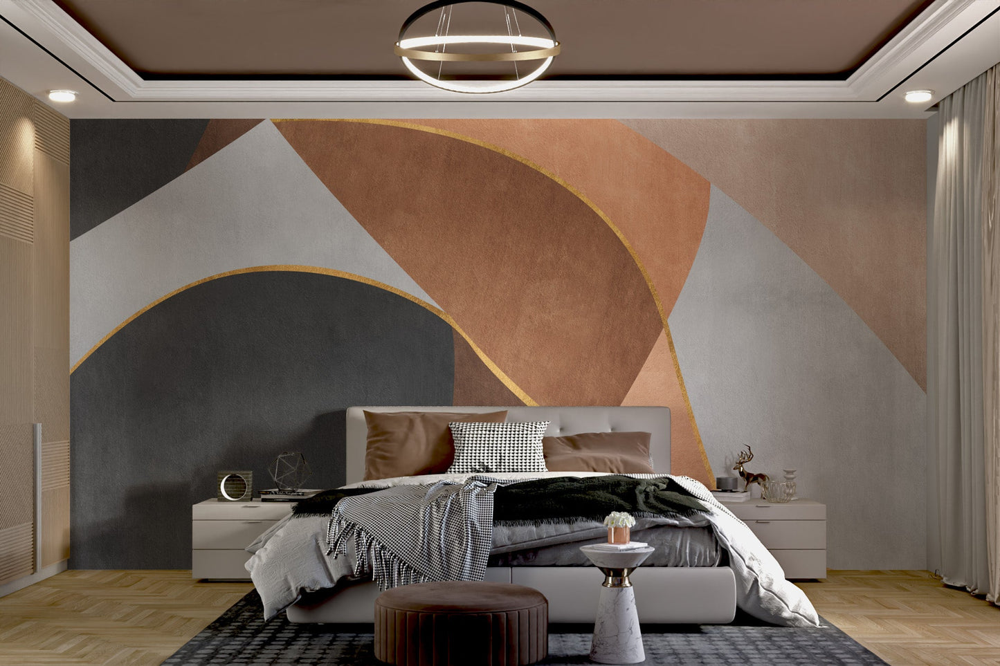 Contemporary abstract curves mural for modern interiors
