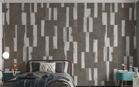 Grey and white geometric tile wall mural for a modern kids bedroom.