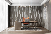 Monochromatic grey and white tile wall mural for bright offce.