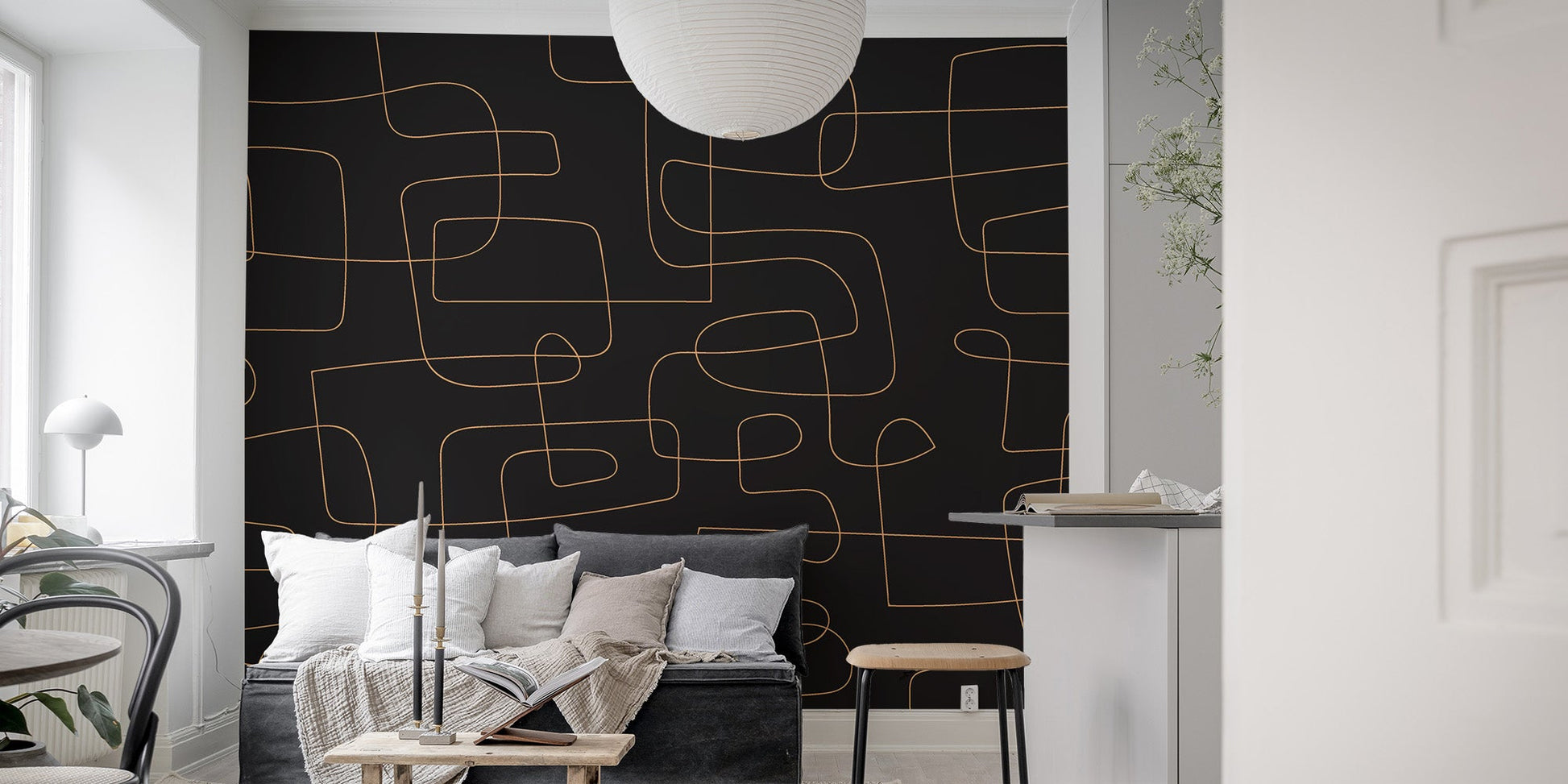 Modern Abstract Line Art Wallpaper - Wallanza