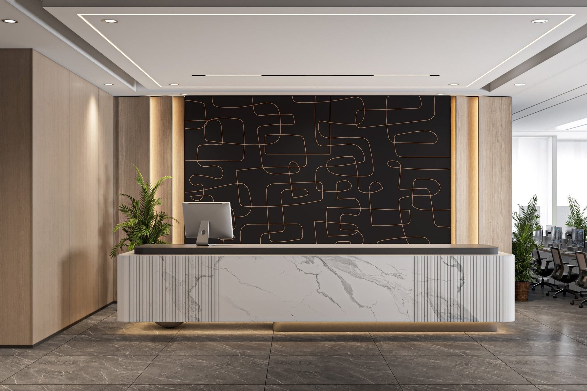 Modern Abstract Line Art Wallpaper - Wallanza