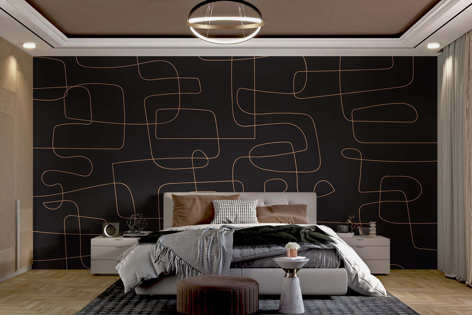 Modern Abstract Line Art Wallpaper - Wallanza