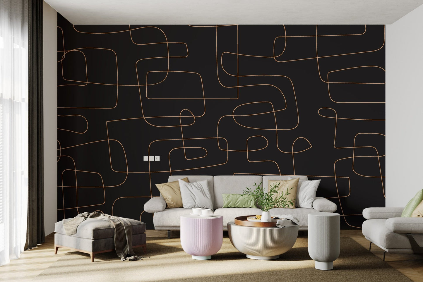 Modern Abstract Line Art Wallpaper - Wallanza