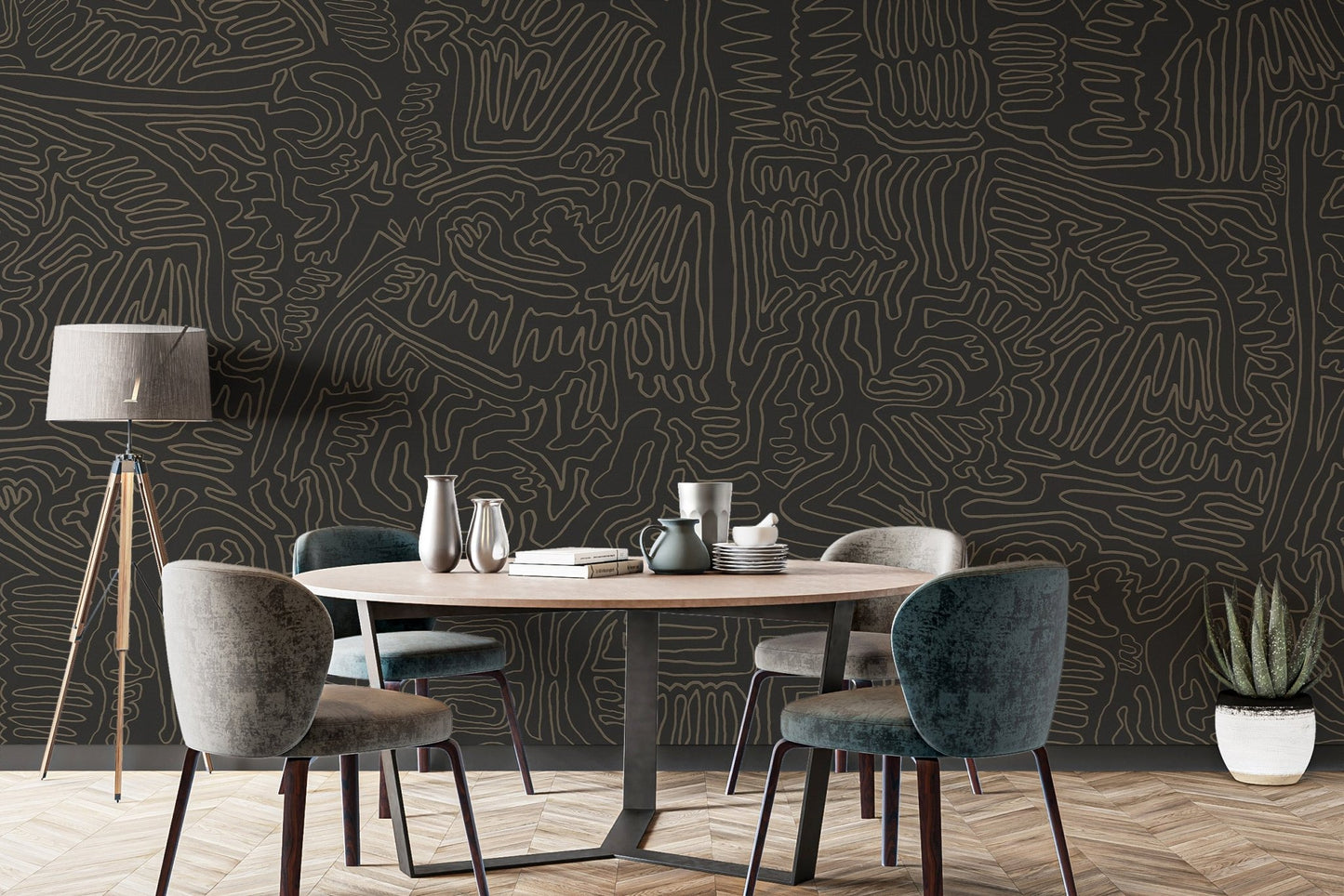 Modern Abstract Lines Wall Mural - Wallanza