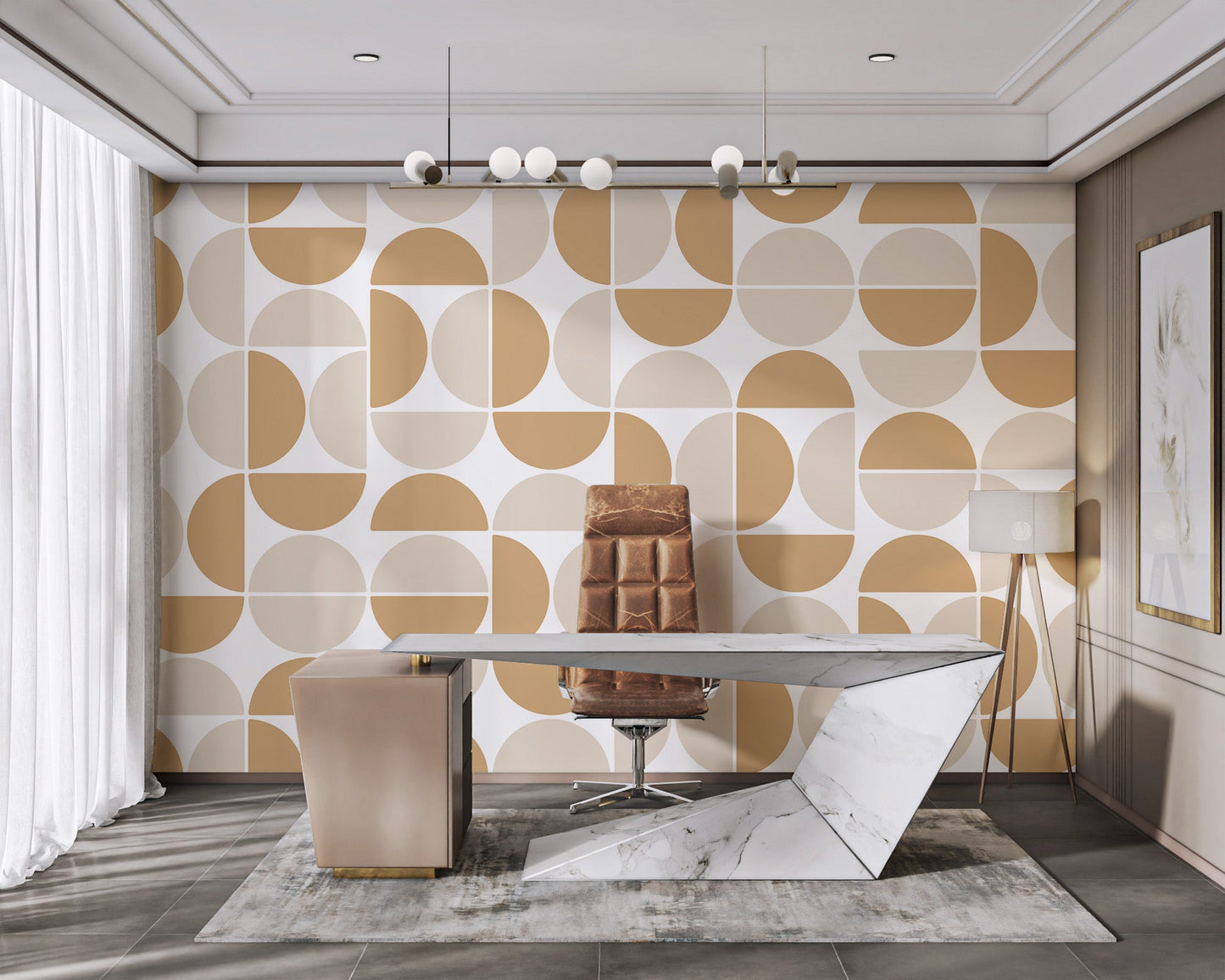Modern Beige Geometric Pattern Wallpaper - Wallanza