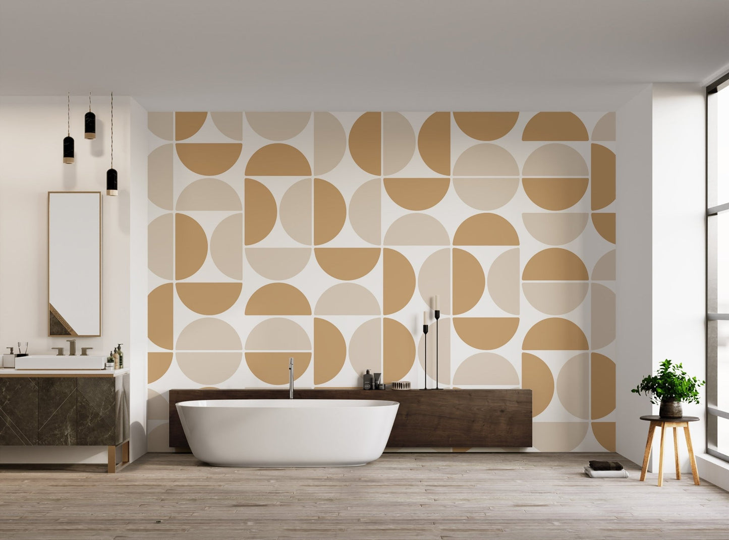Modern Beige Geometric Pattern Wallpaper - Wallanza
