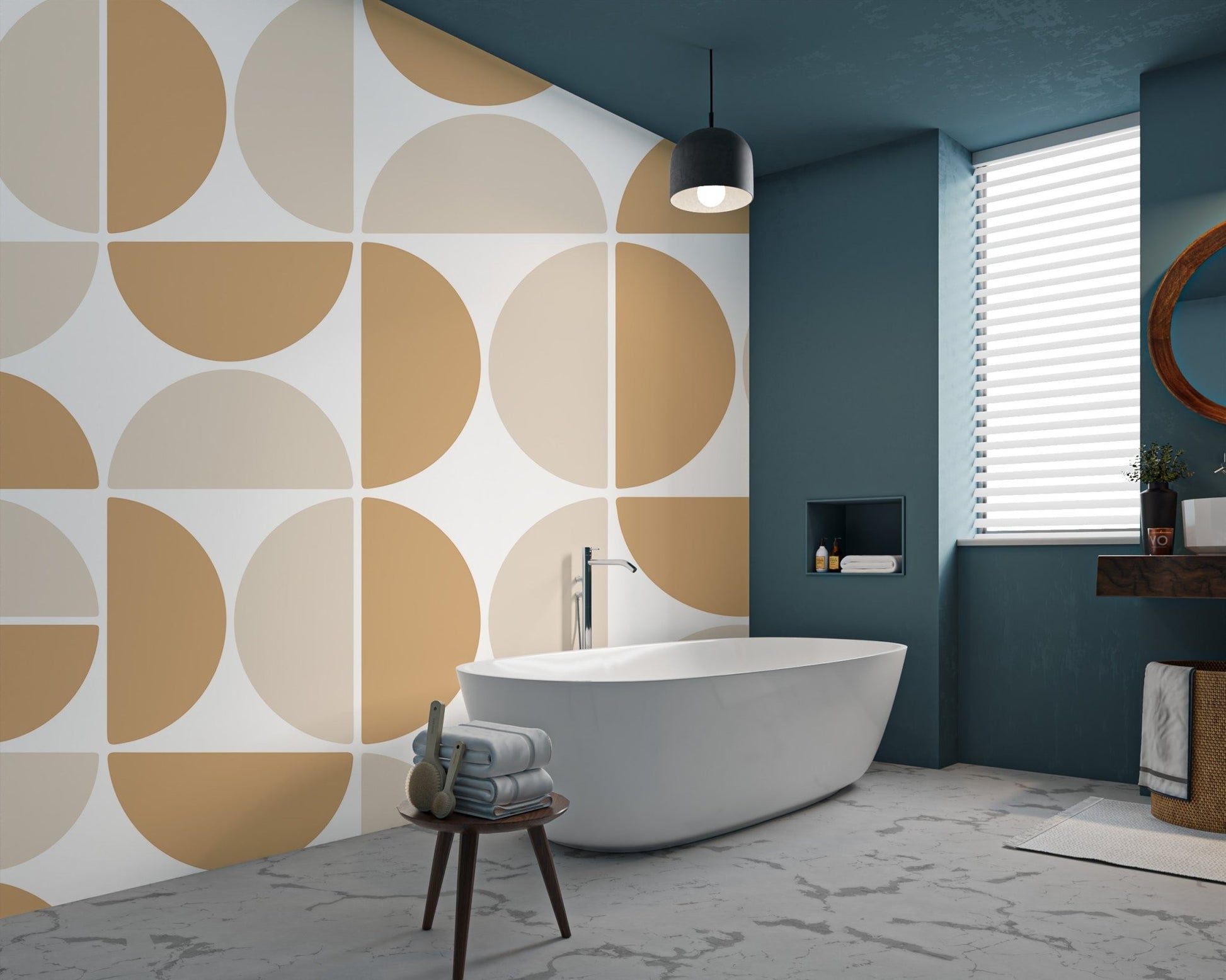 Modern Beige Geometric Pattern Wallpaper - Wallanza