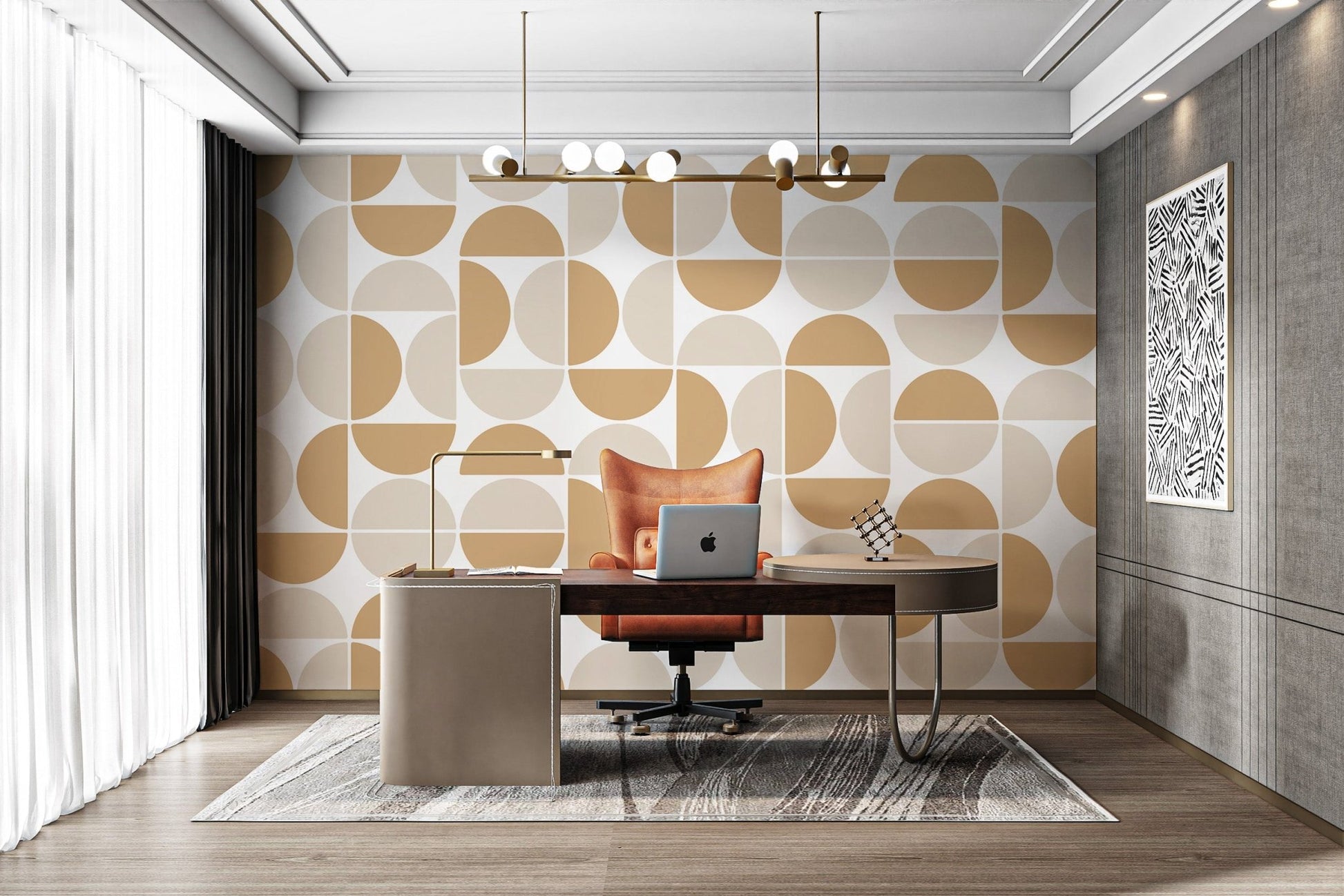 Modern Beige Geometric Pattern Wallpaper - Wallanza