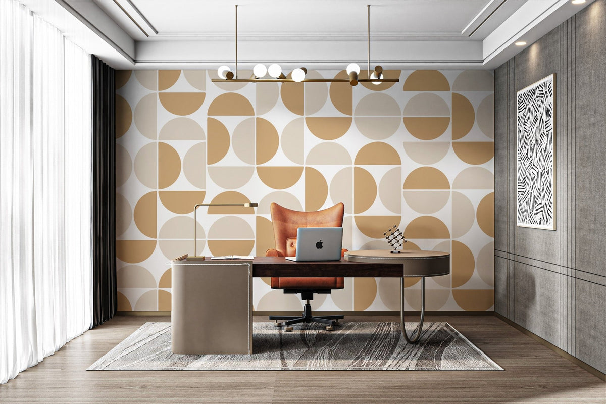 Structured cream and beige circles pattern wallpaper