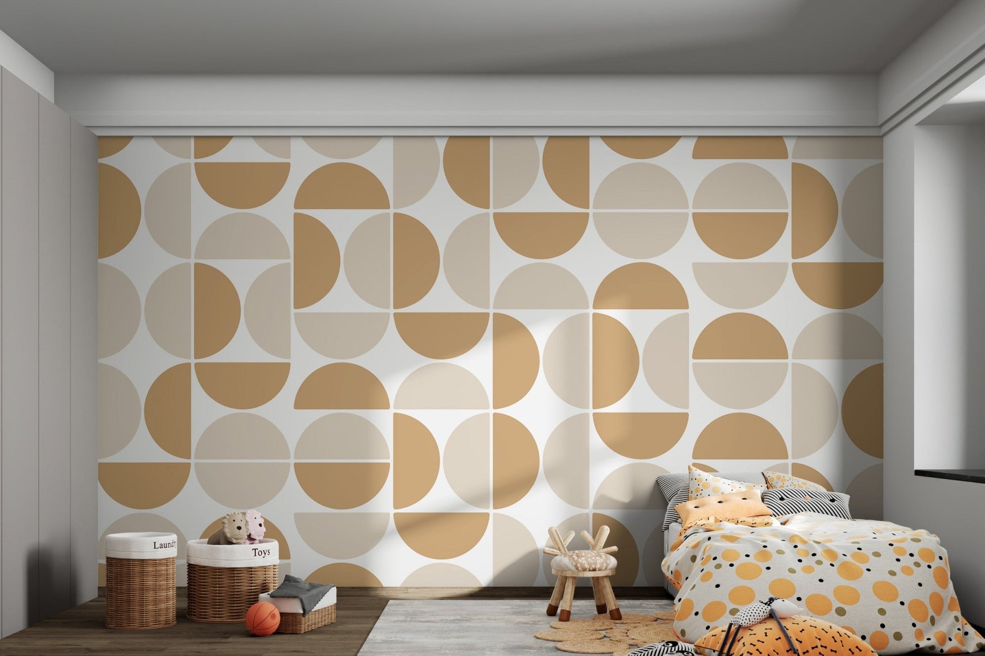 Modern Beige Geometric Pattern Wallpaper - Wallanza