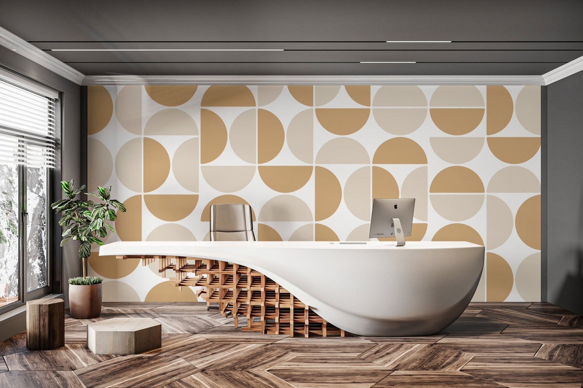 Modern Beige Geometric Pattern Wallpaper - Wallanza