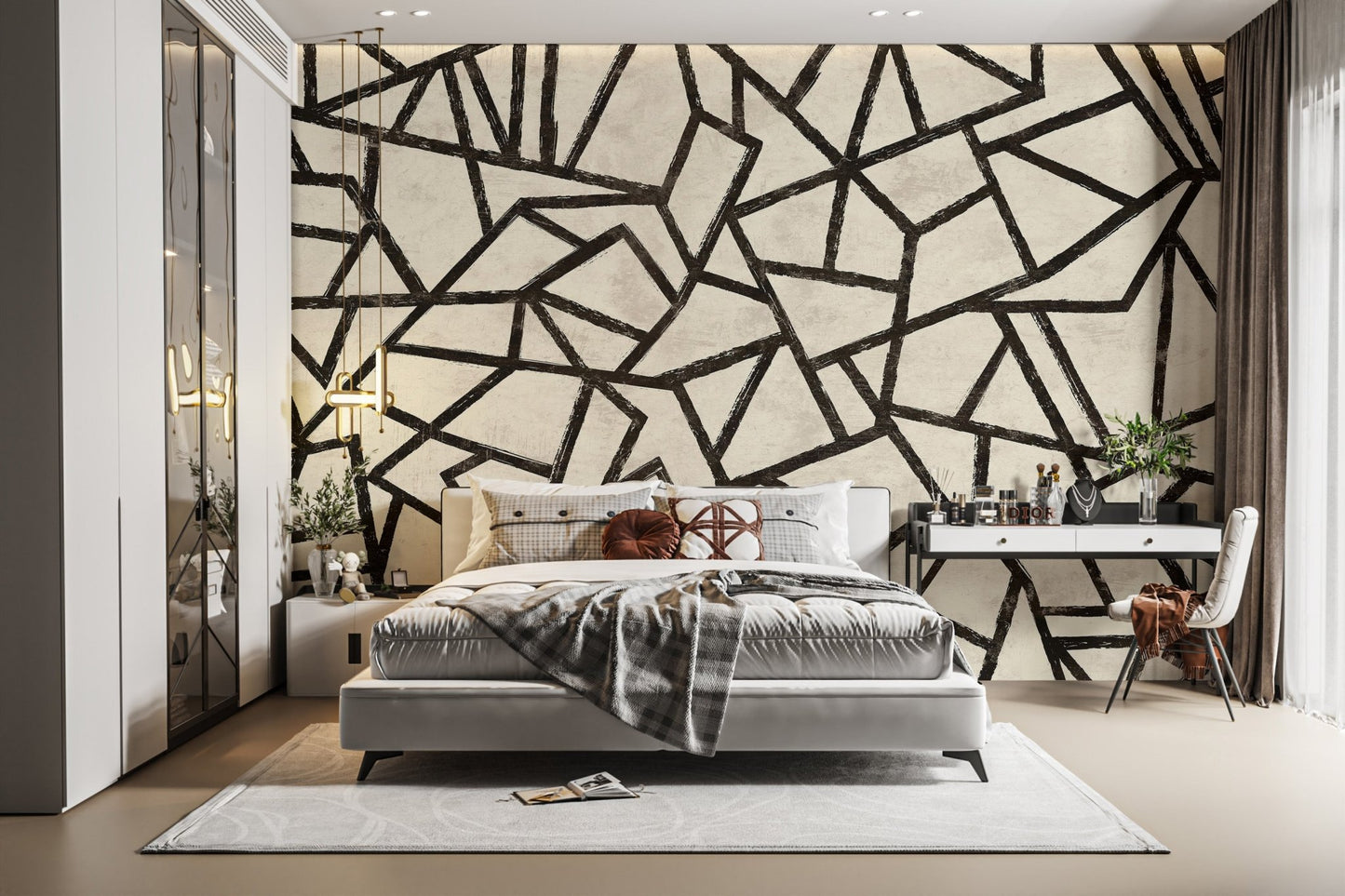 Modern Black Pattern Wallpaper Mural - Wallanza