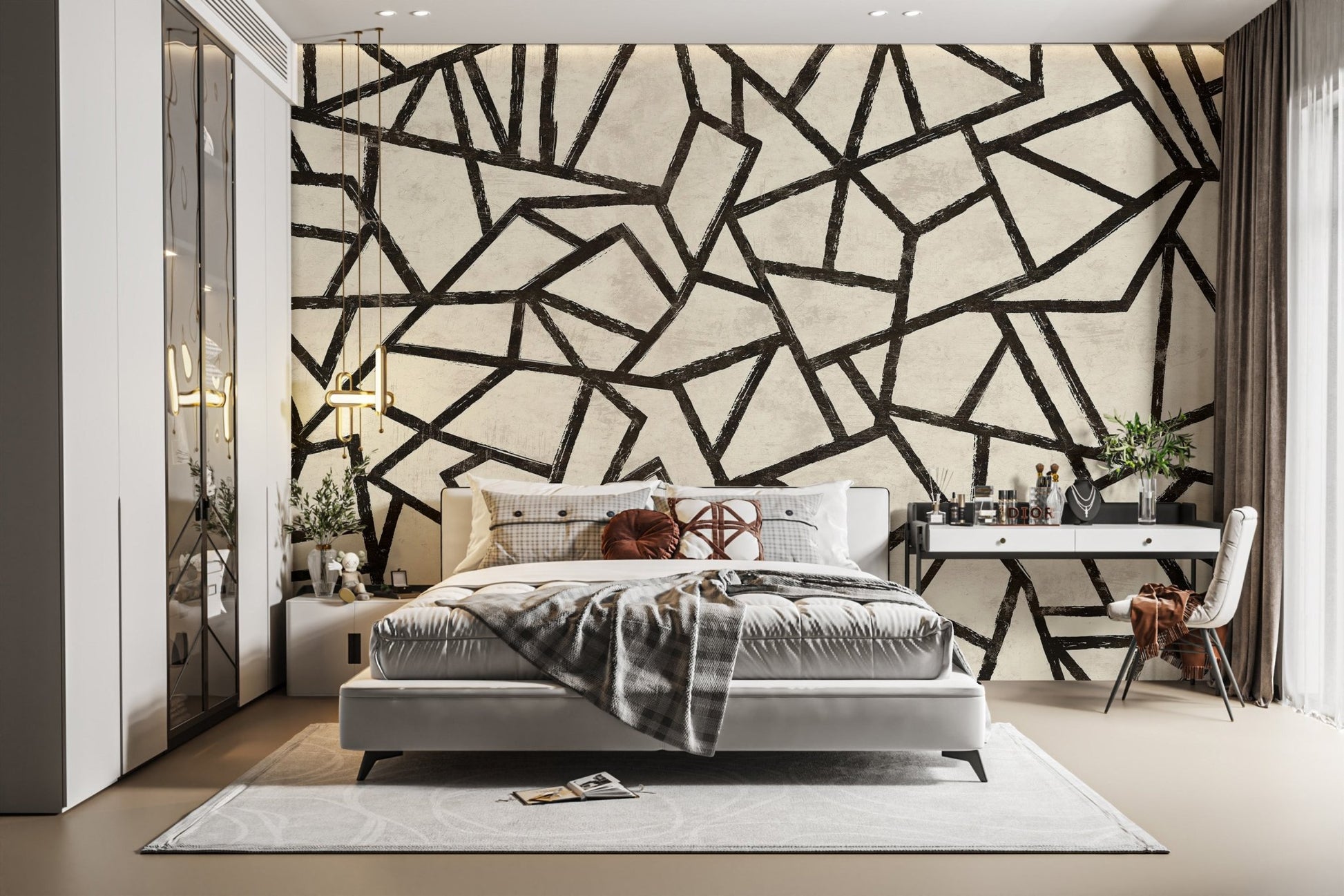 Modern Black Pattern Wallpaper Mural - Wallanza