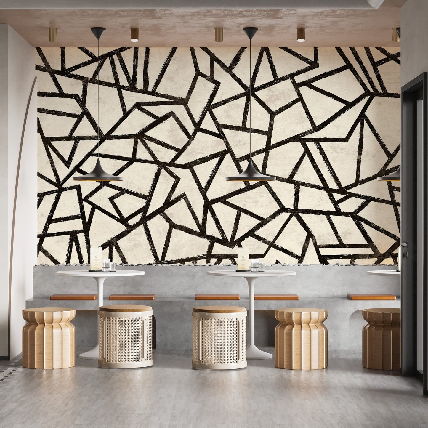 Modern Black Pattern Wallpaper Mural - Wallanza