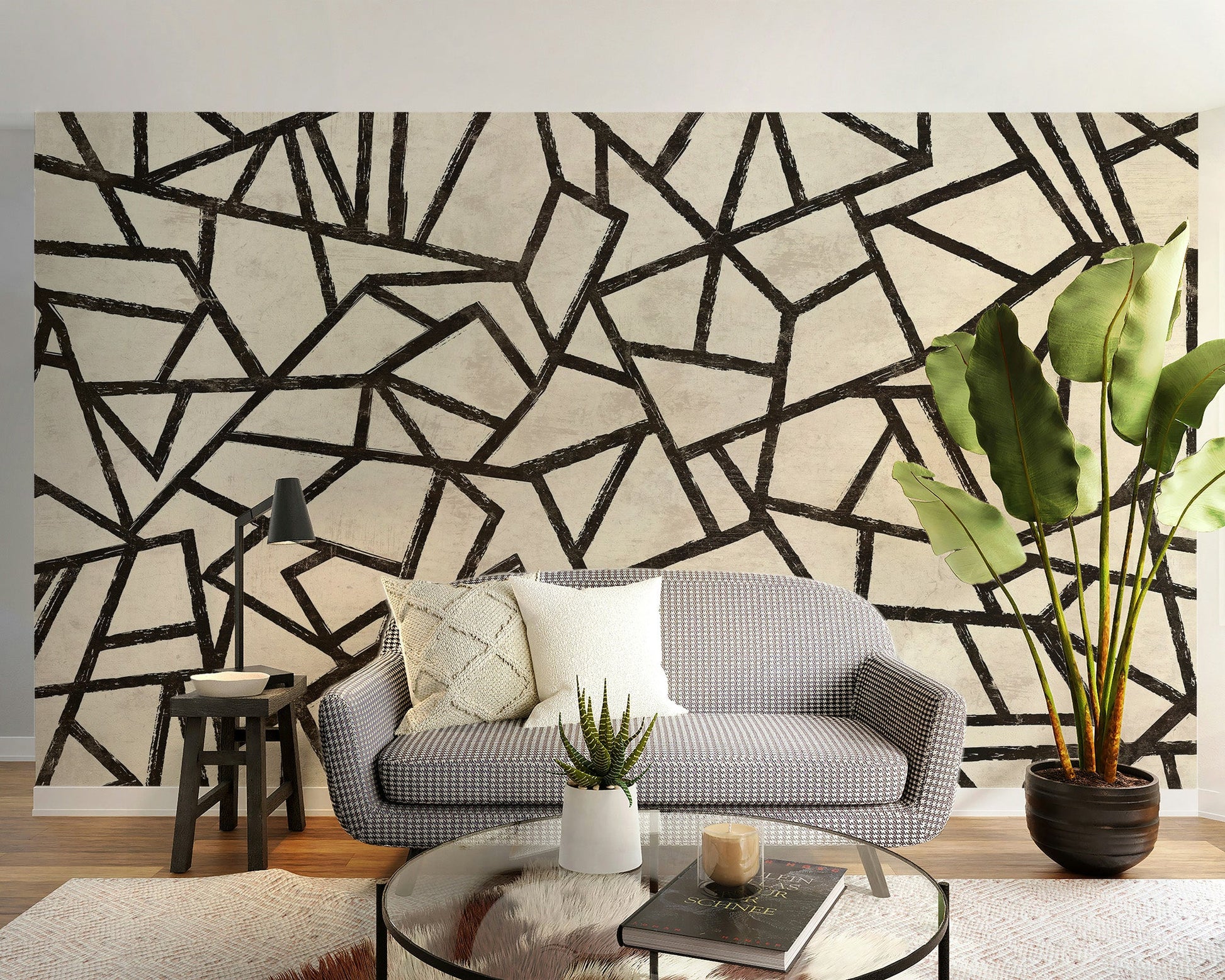 Modern Black Pattern Wallpaper Mural - Wallanza