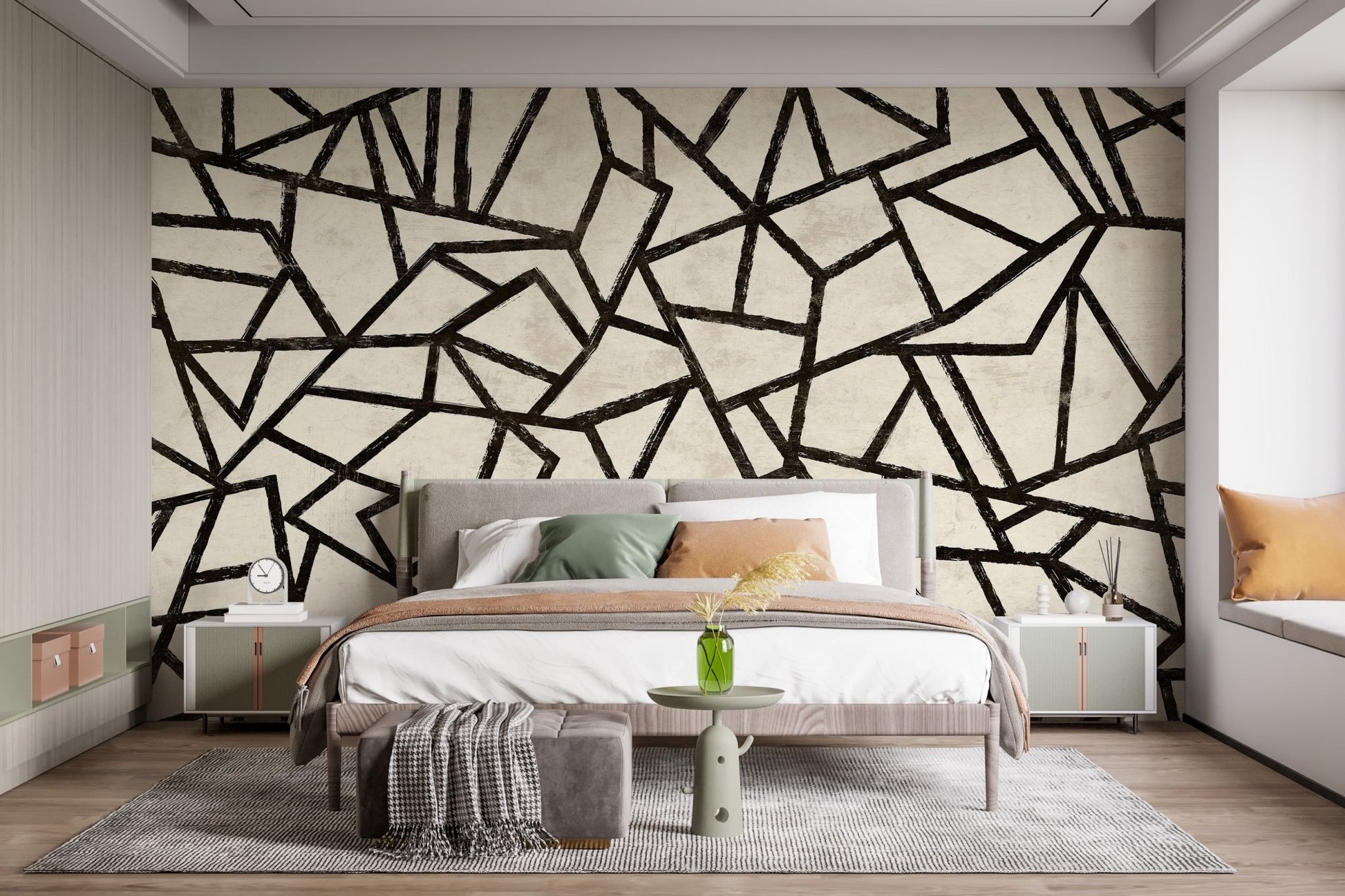 Modern Black Pattern Wallpaper Mural - Wallanza