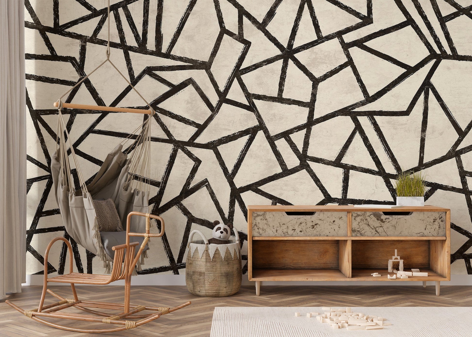 Modern Black Pattern Wallpaper Mural - Wallanza