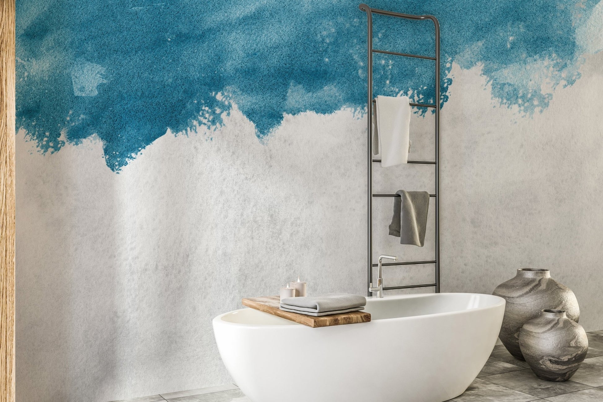 Blue Barnyard Removable Wallpaper Mural for Rooms
