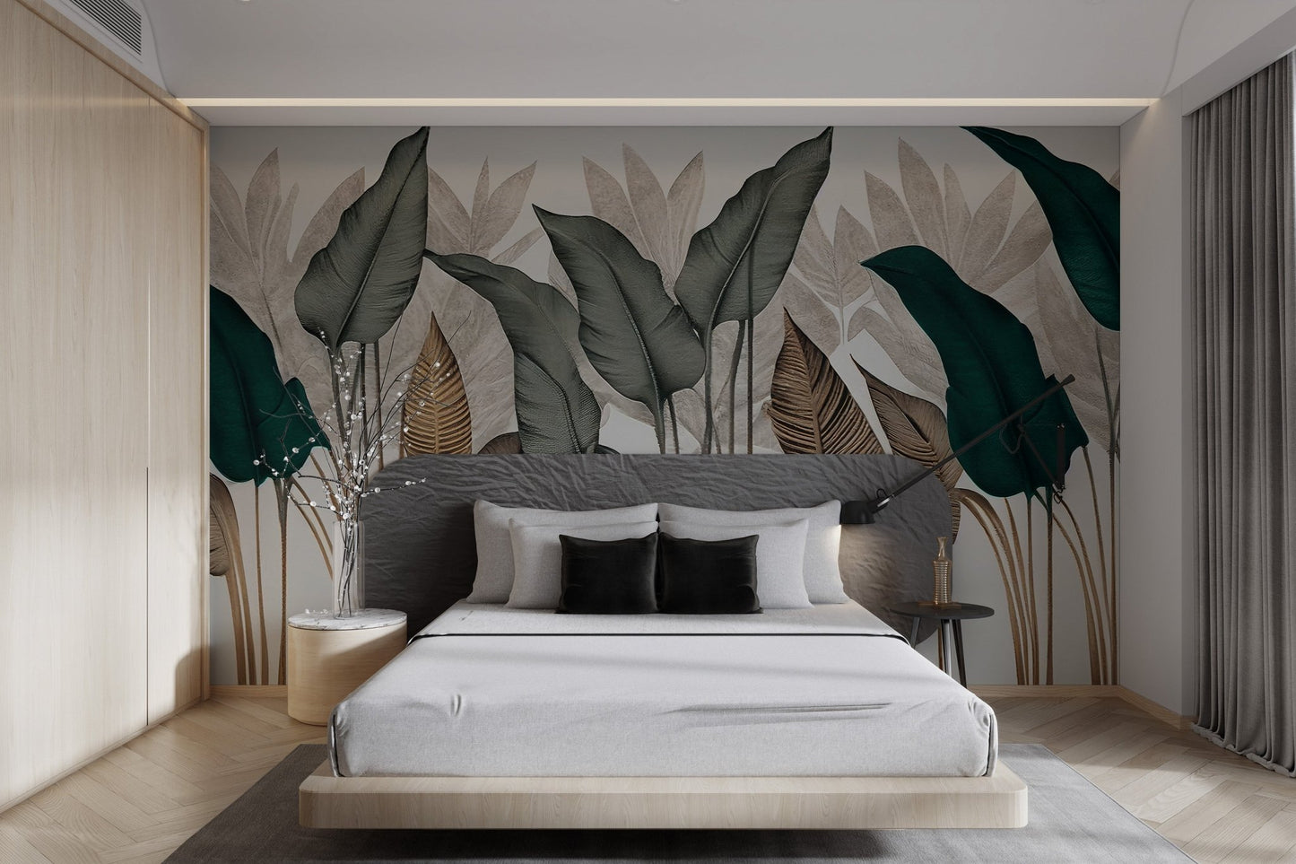 Modern Botanical Leaf Wallpaper - Wallanza