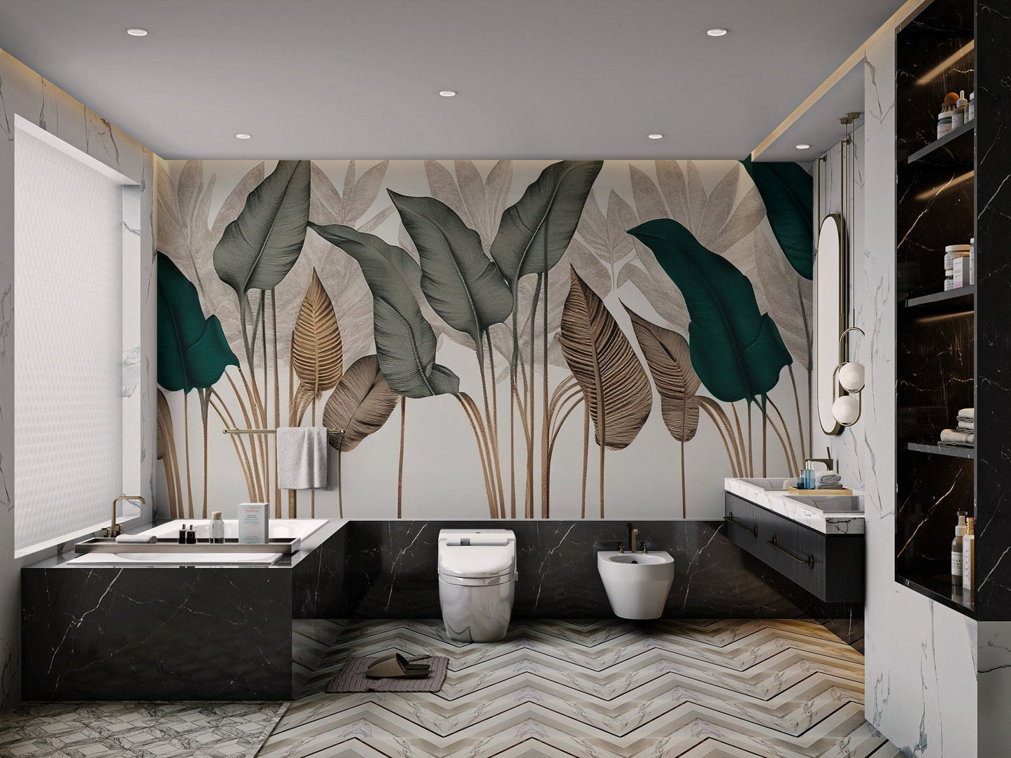 Modern Botanical Leaf Wallpaper - Wallanza