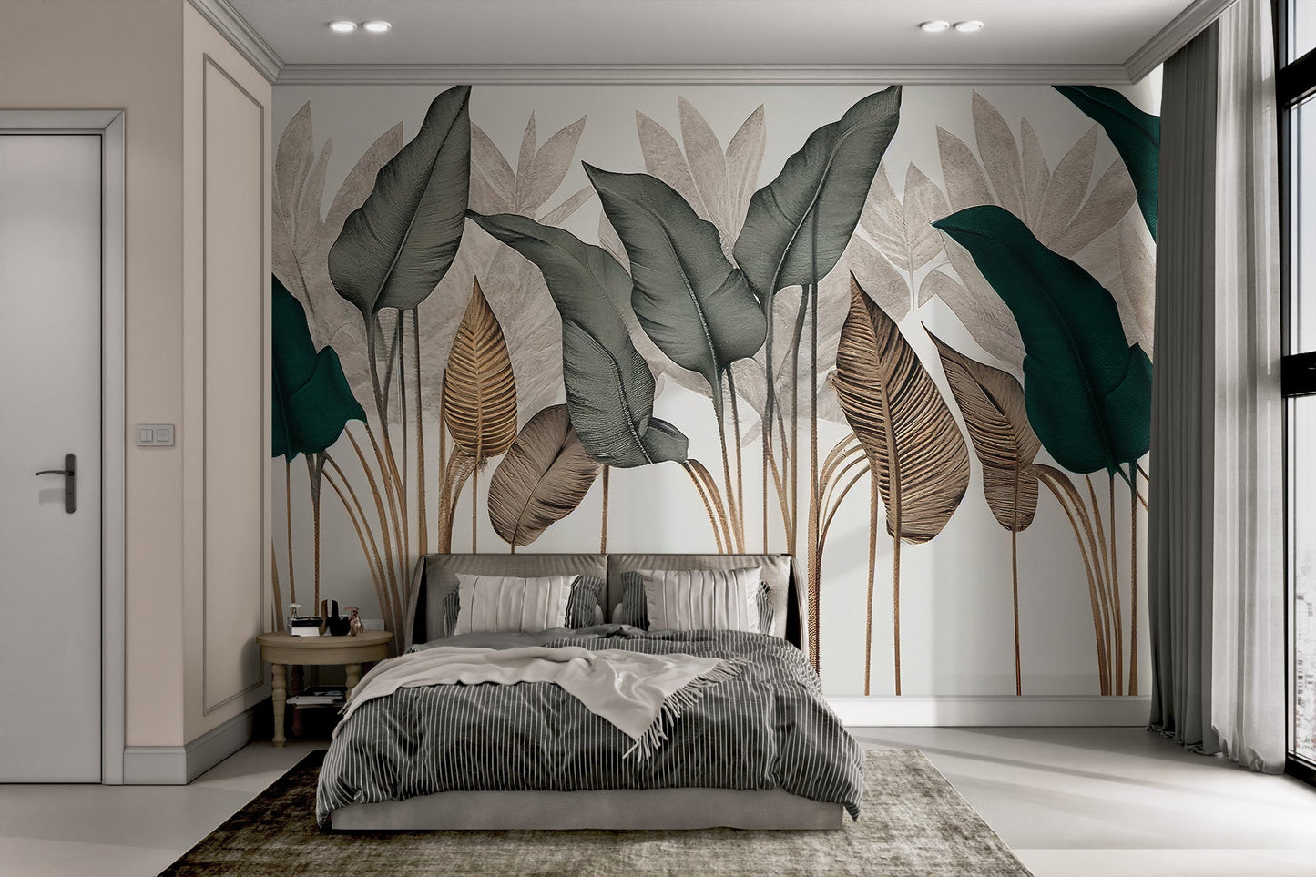 Modern Botanical Leaf Wallpaper - Wallanza