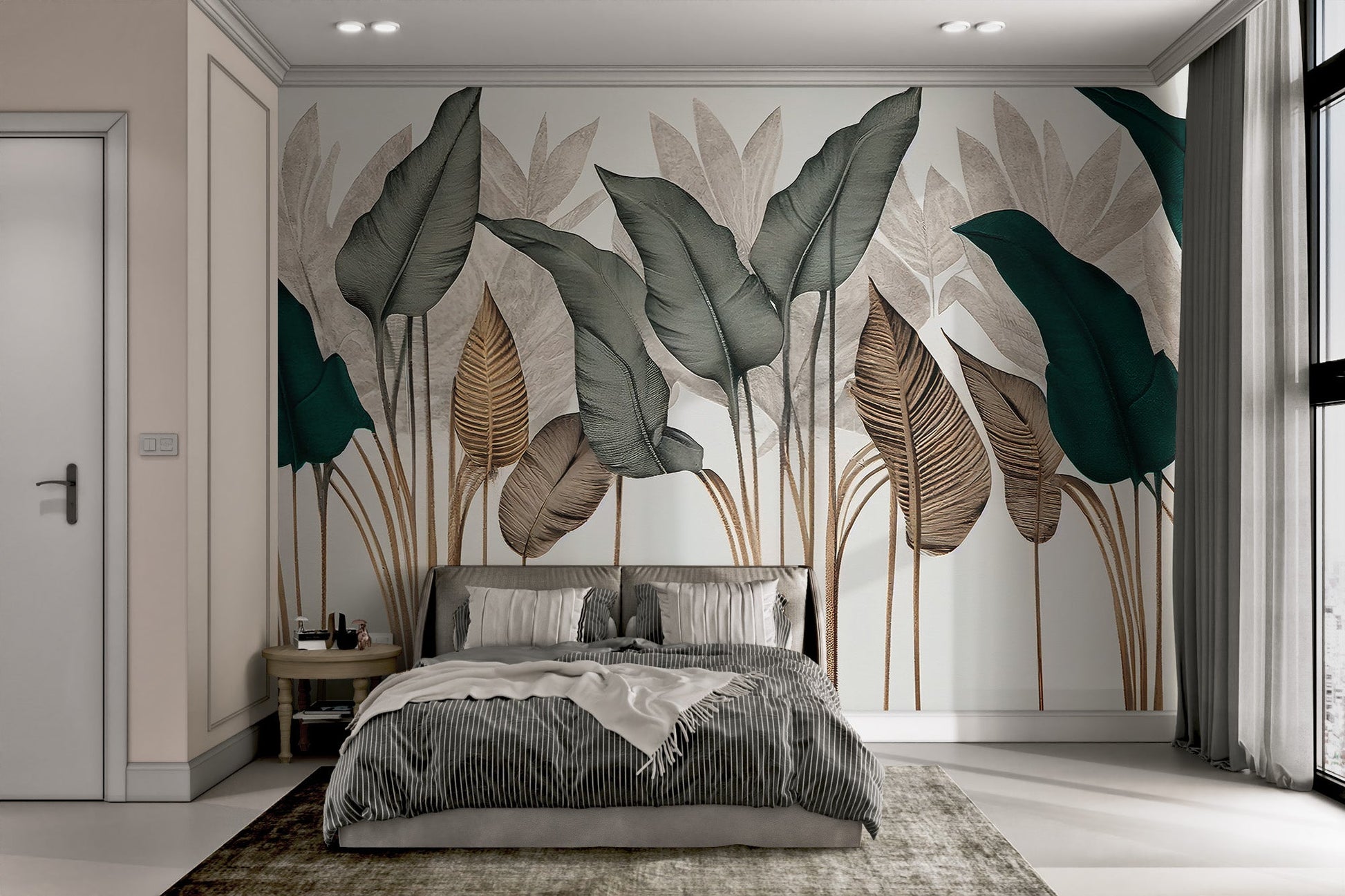 Modern Botanical Leaf Wallpaper - Wallanza