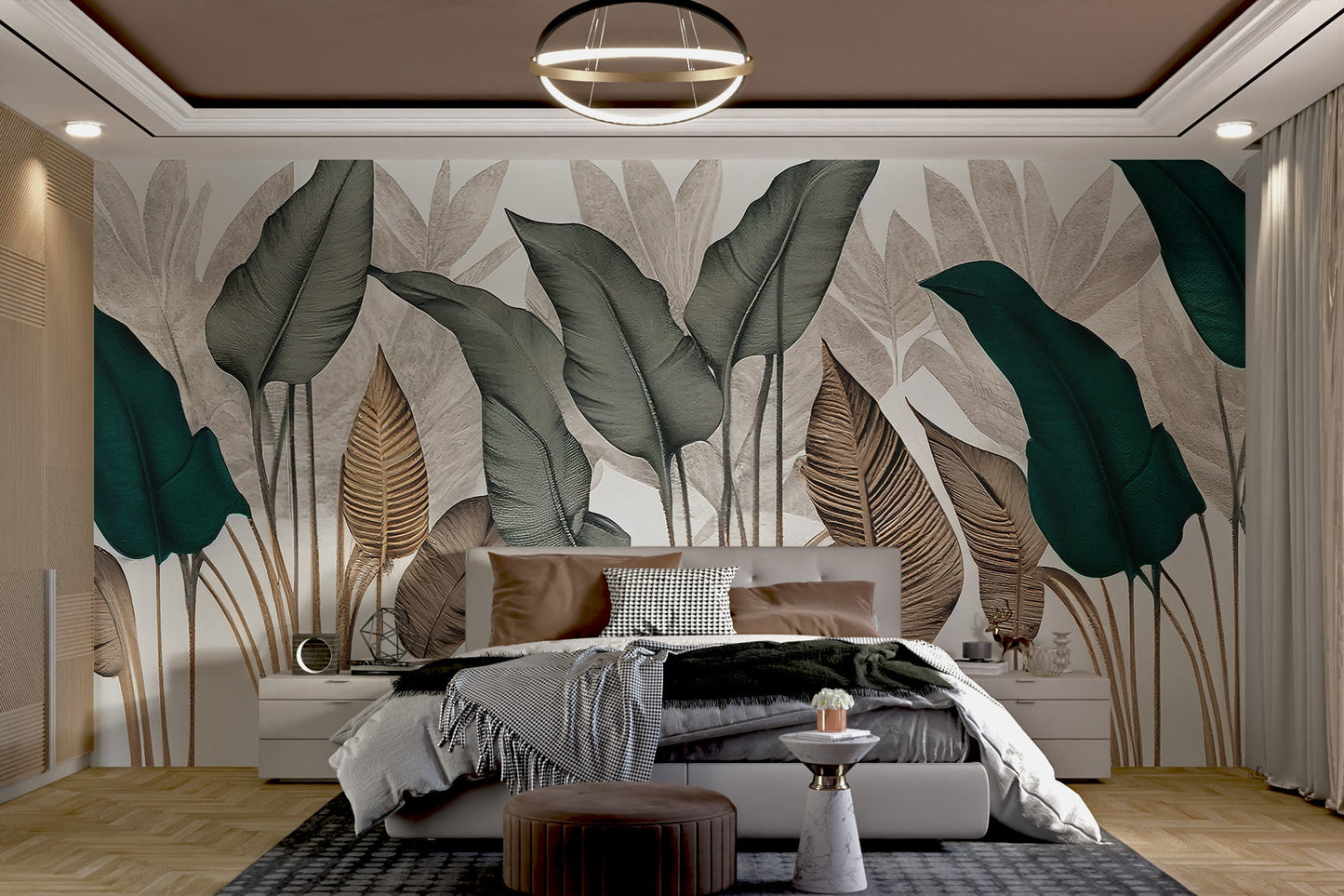 Modern Botanical Leaf Wallpaper - Wallanza