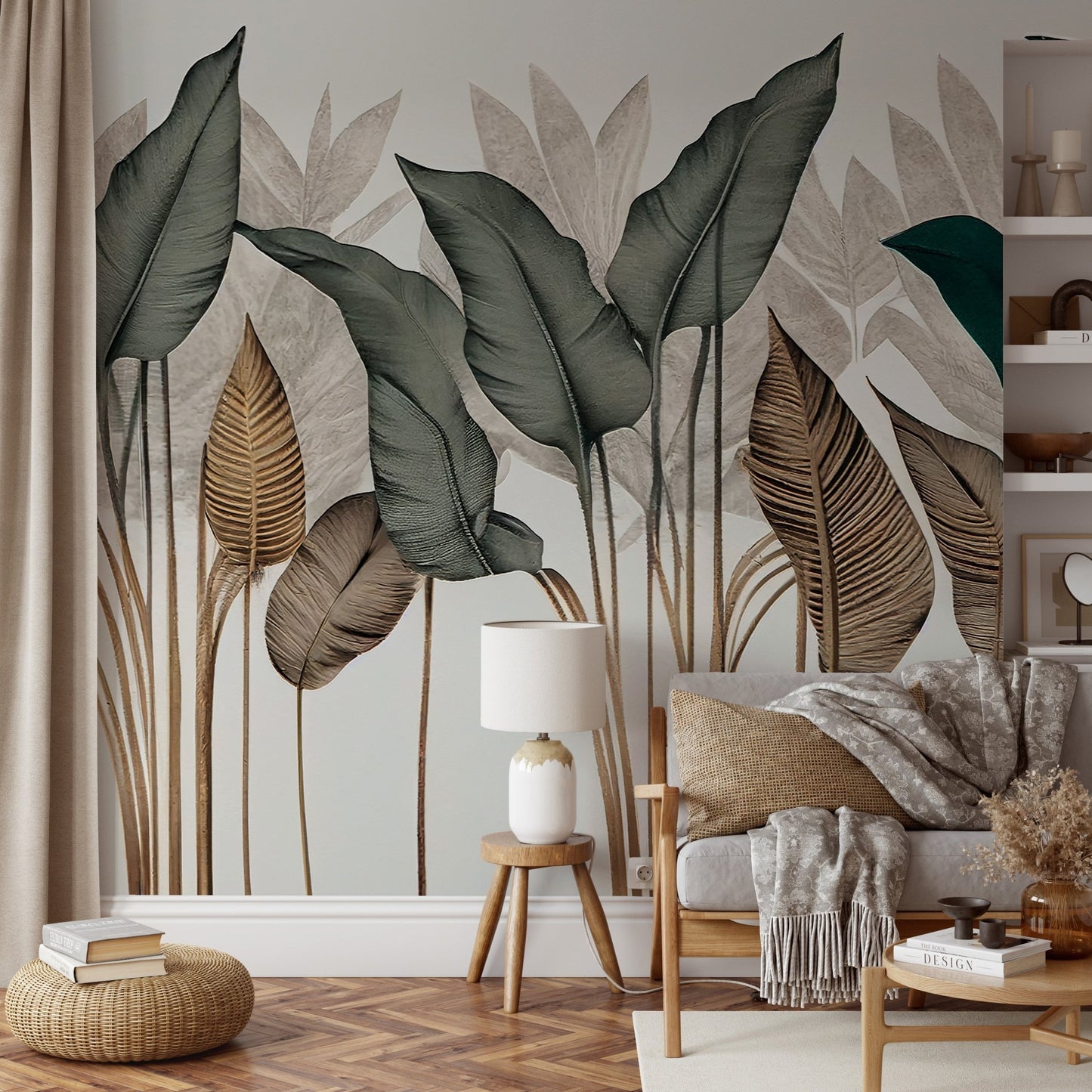 Modern Botanical Leaf Wallpaper - Wallanza