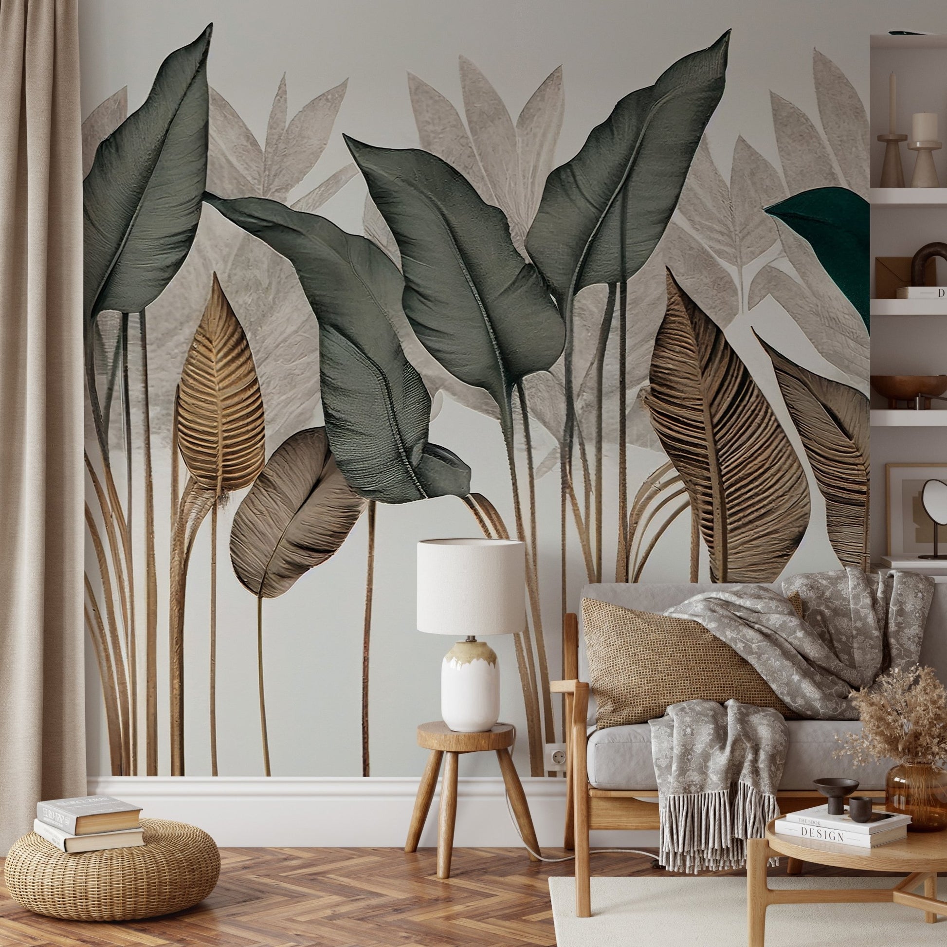 Modern Botanical Leaf Wallpaper - Wallanza