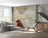 Den Geometric tan Wall Mural tan accent wall