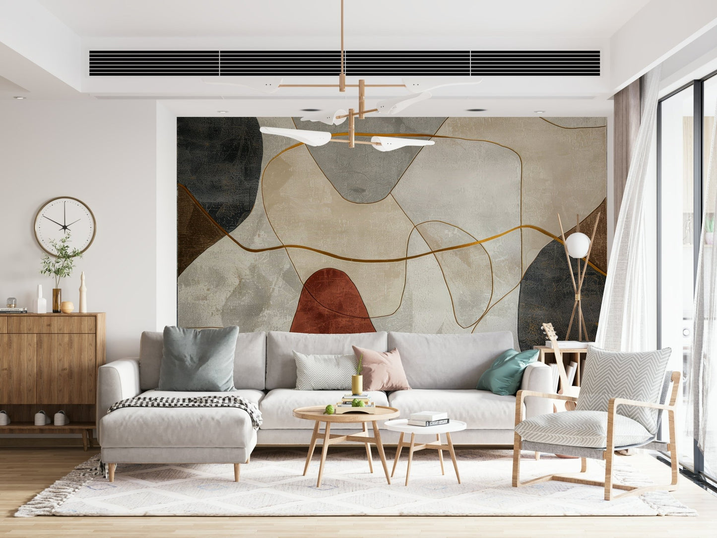 Hallway modern neutral accent wall mural