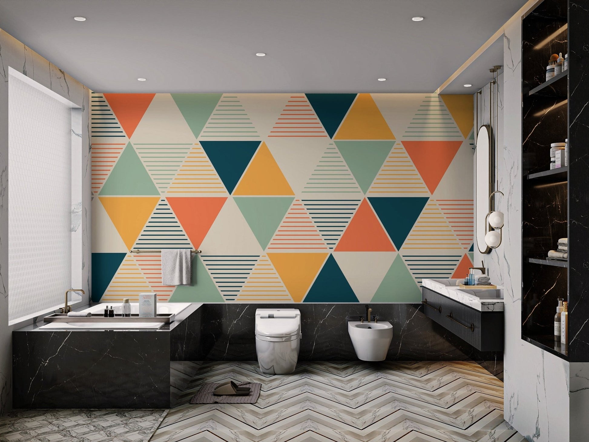 Modern Geometric Triangle Pattern Wallpaper - Wallanza