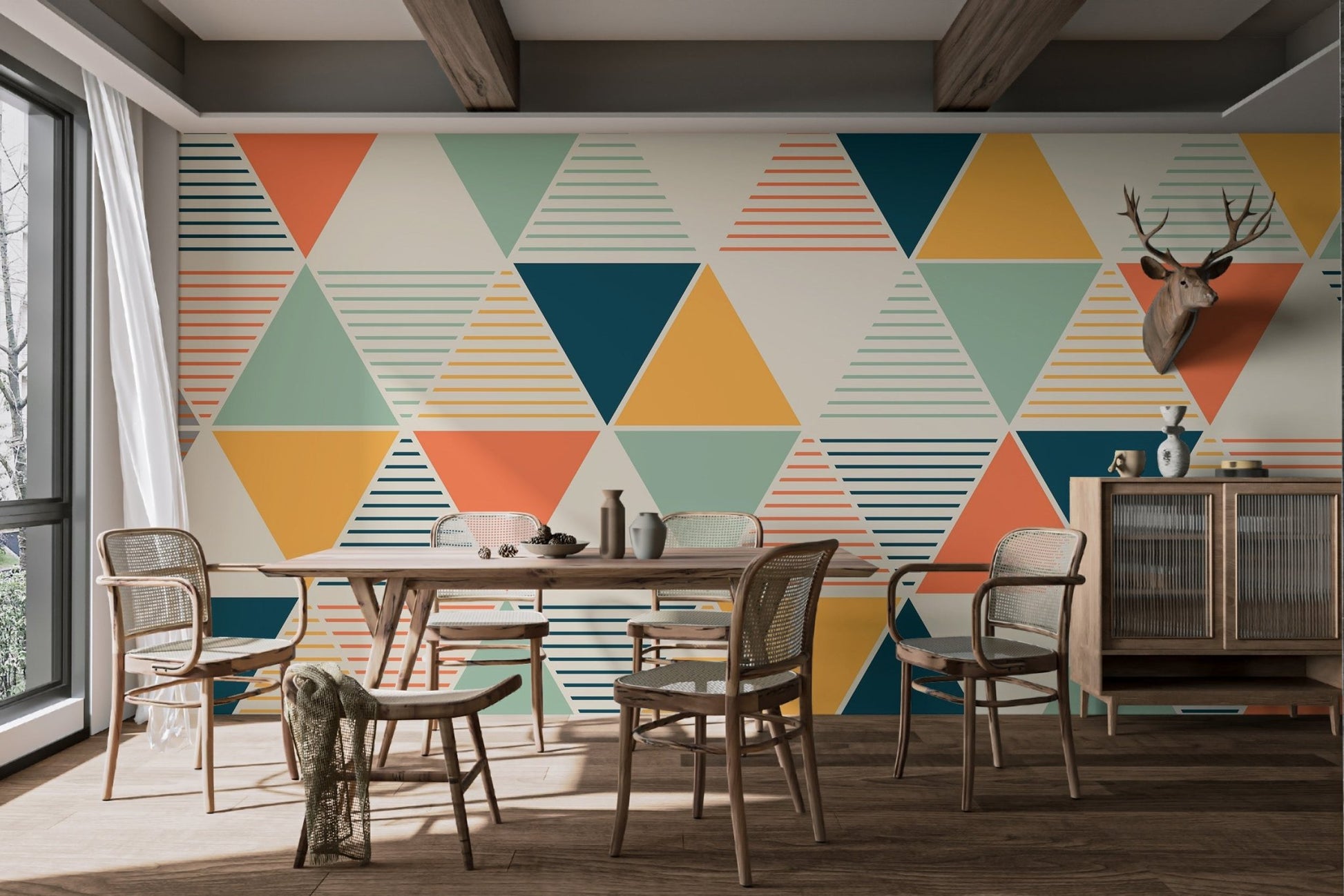 Modern Geometric Triangle Pattern Wallpaper - Wallanza