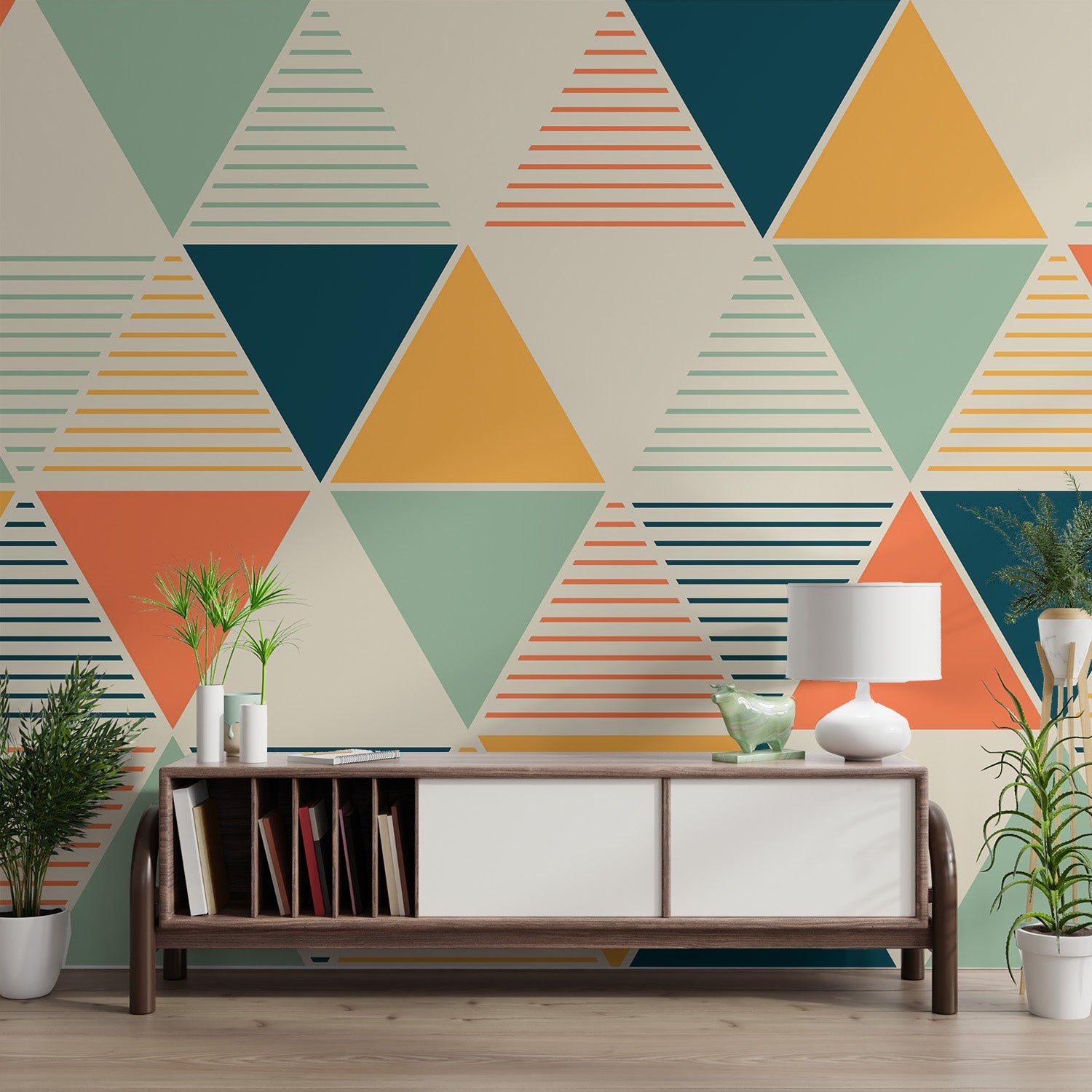 Modern Geometric Triangle Pattern Wallpaper - Wallanza