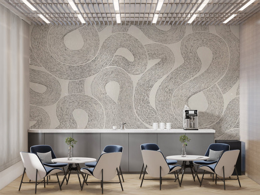 Flowing organic lines in this minimalist gray zen wallpaper design.