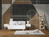 Geometric grunge mural enhances aesthetics
