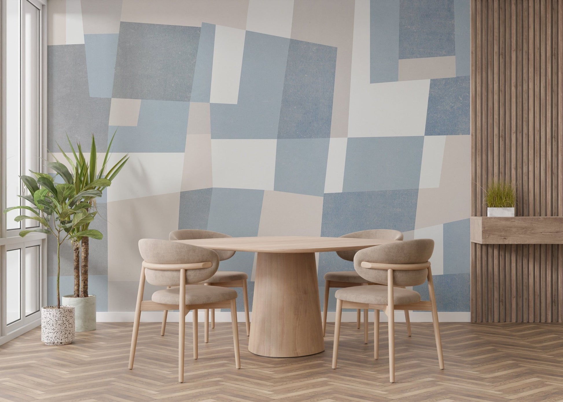 Sleek modern mosaic wall mural decor
