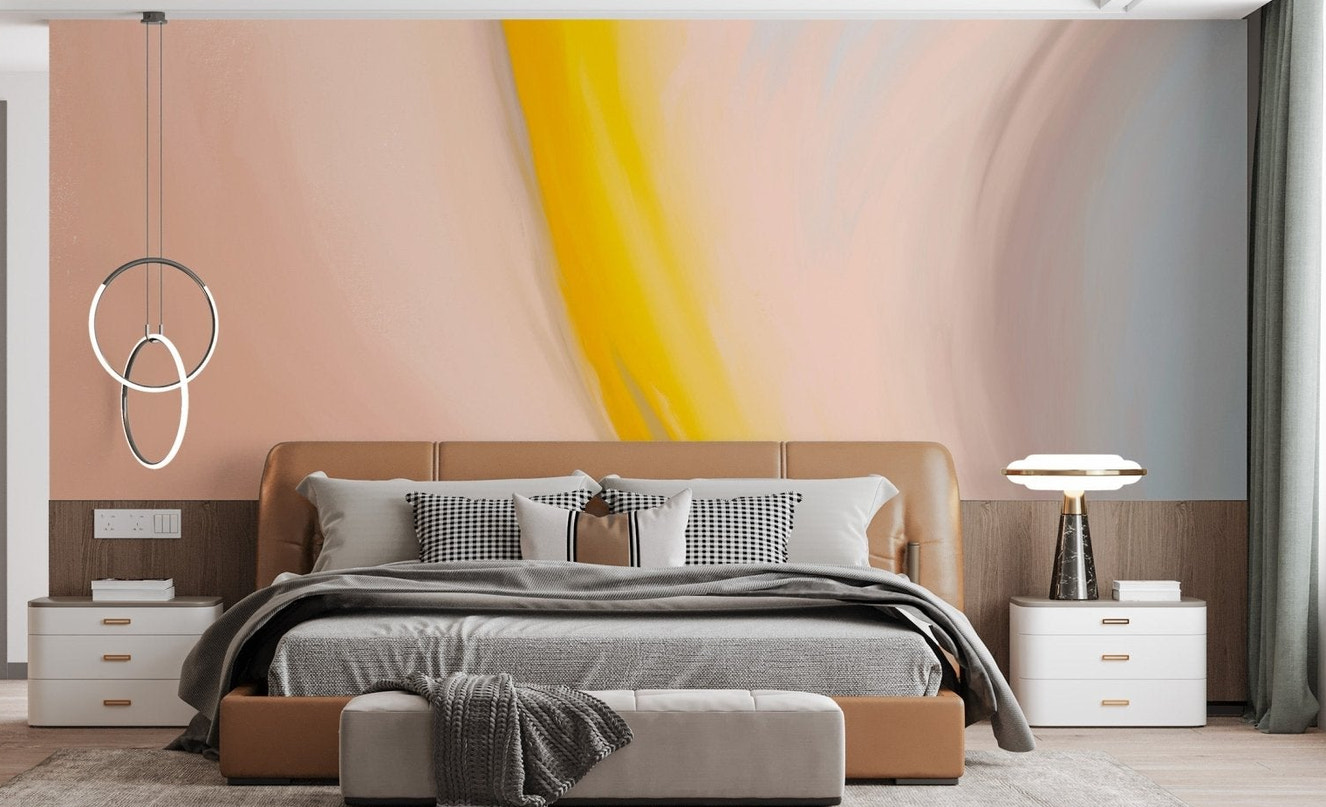 Modern whirlwind chic wall mural with abstract swirl design.