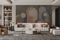 Modernist abstract mural wallpaper with bold designs