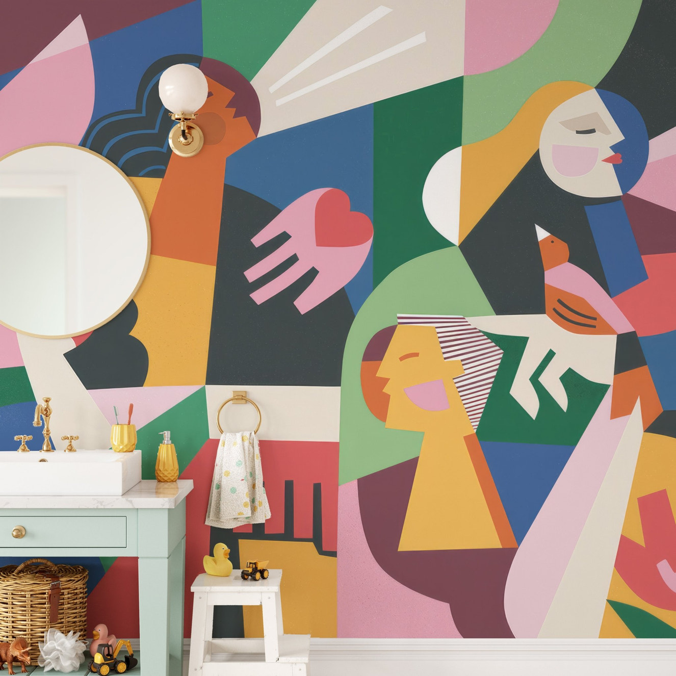 Modernist Female Silhouettes Wall Mural - Wallanza