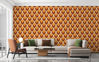 Seamless retro twist wallpaper wall mural in bold color palette.