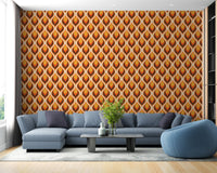 Orange and brown modish wallpaper wall mural design.