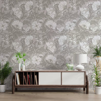 Classic floral pattern wallpaper with neutral palette