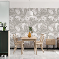 Neutral floral pattern wallpaper for modern interiors