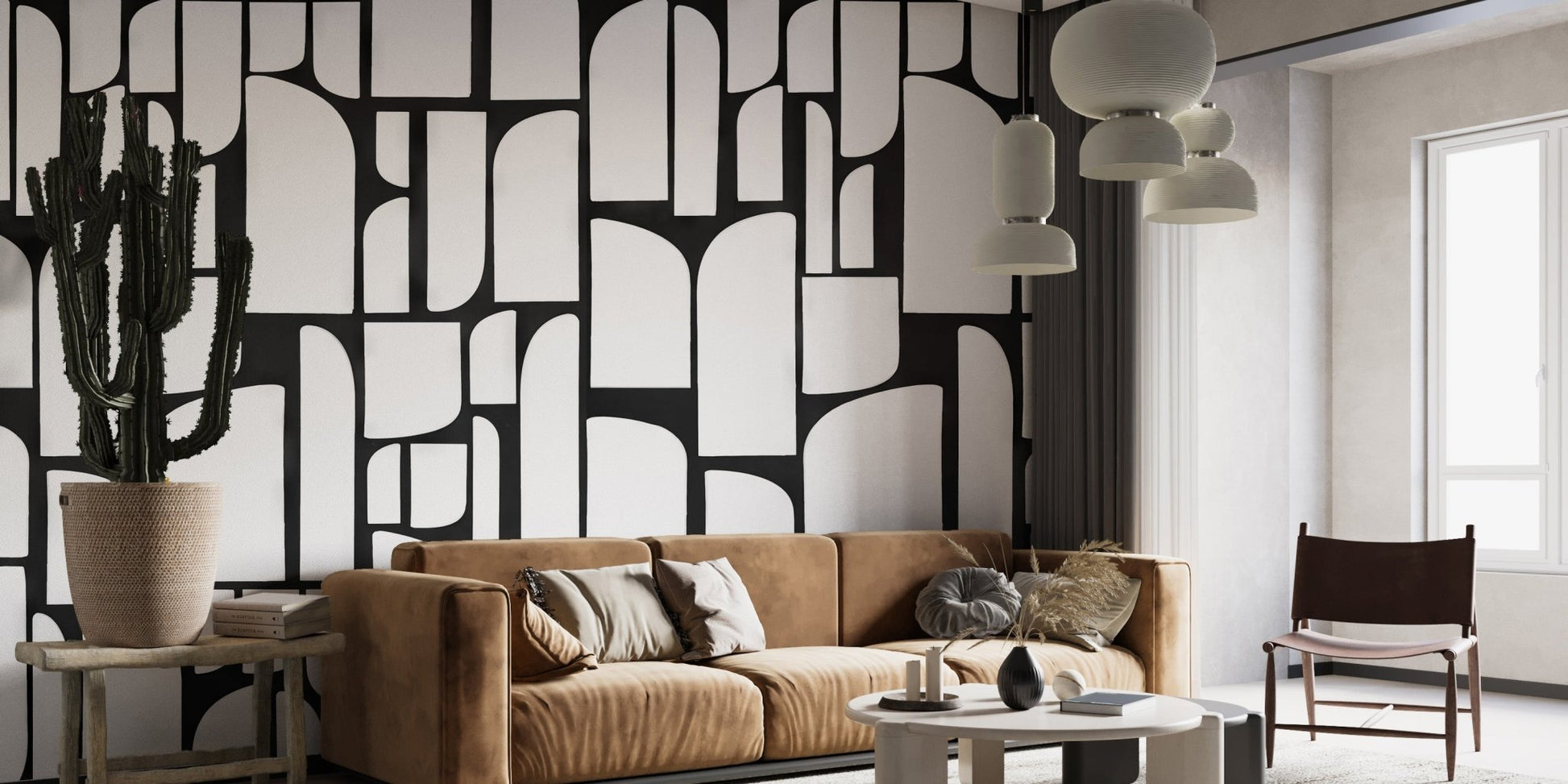 Monochrome Arches Design Wall Mural - Wallanza