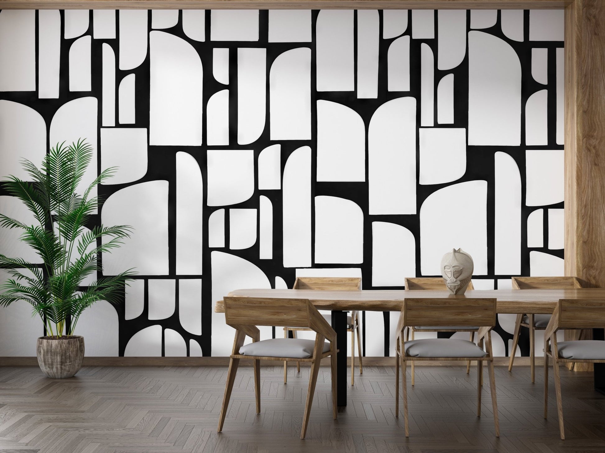 Monochrome Arches Design Wall Mural - Wallanza