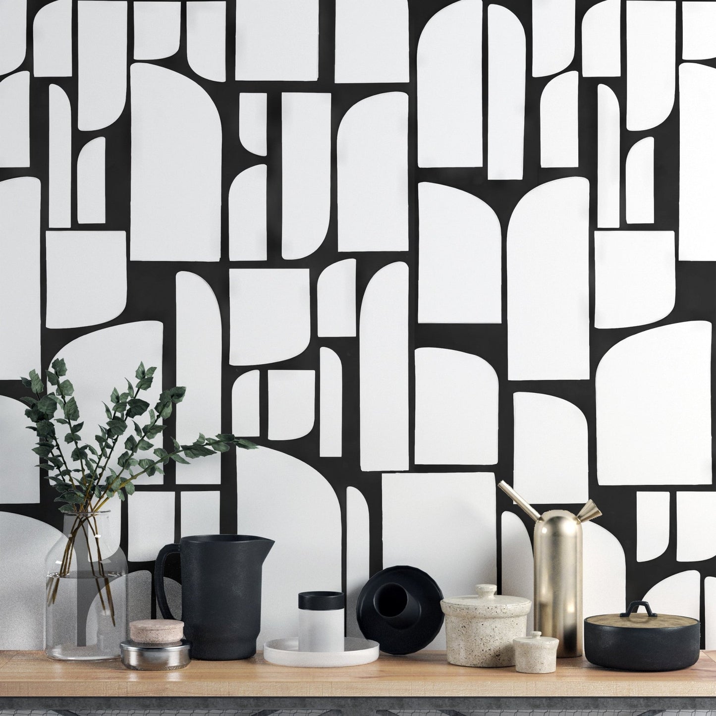 Monochrome Arches Design Wall Mural - Wallanza