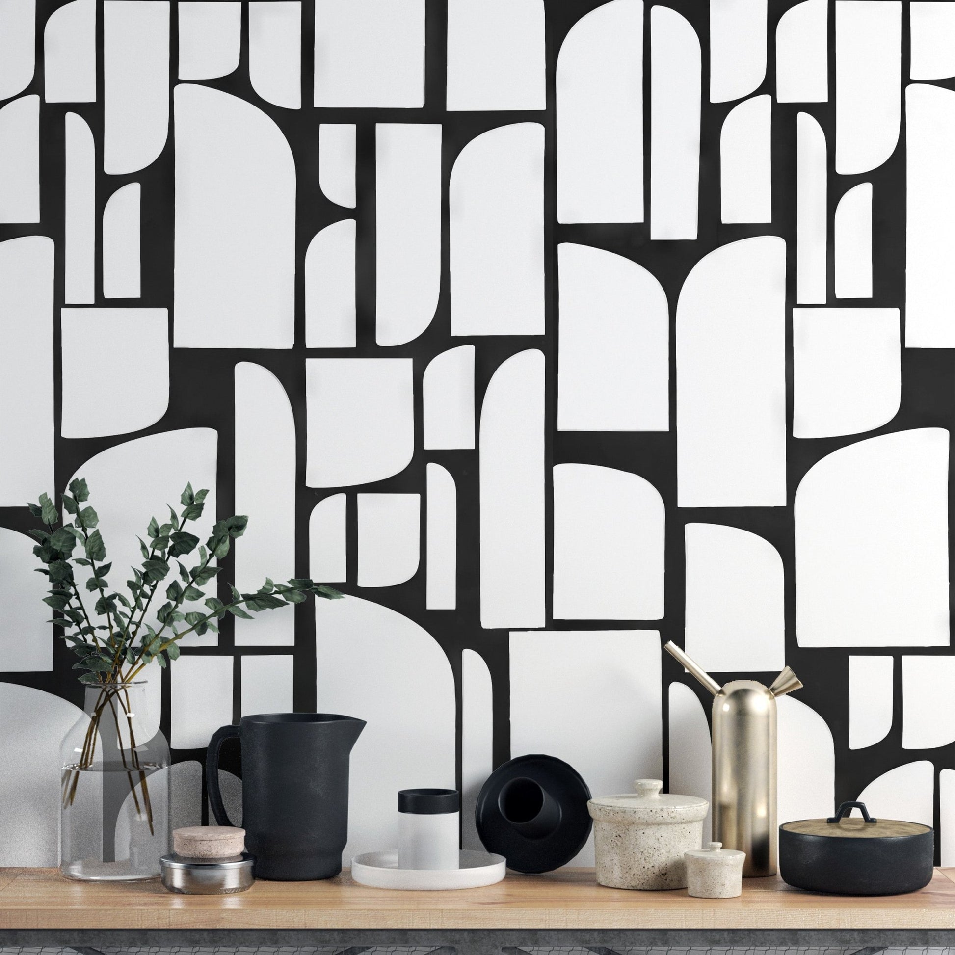 Monochrome Arches Design Wall Mural - Wallanza
