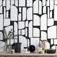 Monochrome Arches Design Wall Mural - Wallanza